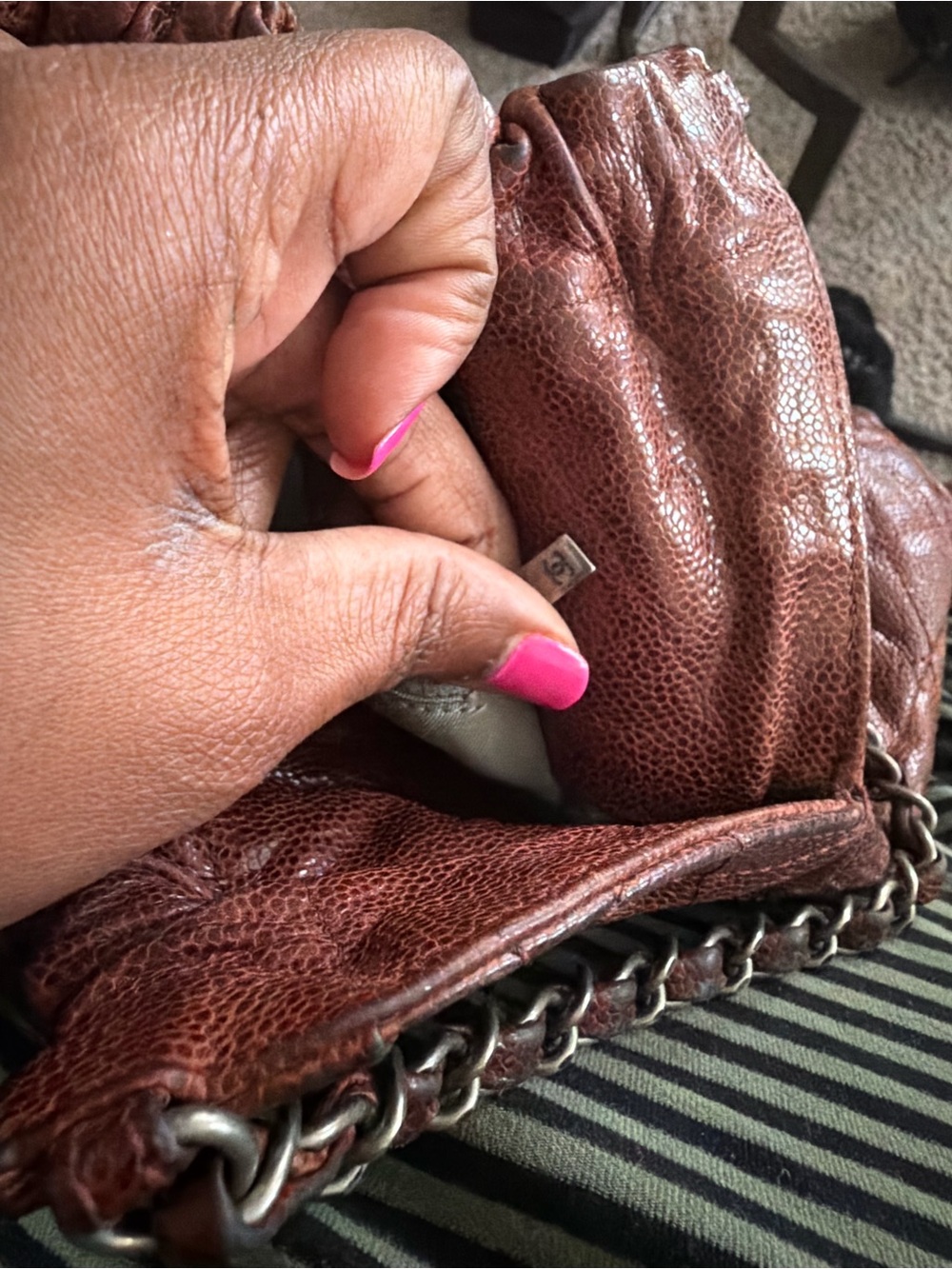 Chanel Burgundy Quilted Leather Shoulder Bag - Picture 5 of 7